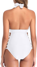 Load image into Gallery viewer, Reverence Halter Open Back Plunge V Neck One Piece Swimsuits