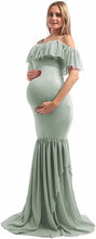 Load image into Gallery viewer, Lavender Off Shoulder Ruffled Mermaid Maternity Dress