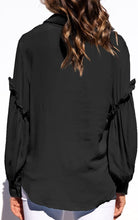 Load image into Gallery viewer, Lantern Sleeve Black Loose Tunic Blouse