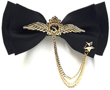 Load image into Gallery viewer, Men&#39;s Black Adjustable Metal Golden Wings Chained Bowtie