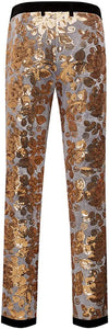 Men's Gray Floral Shiny Sequin Pants