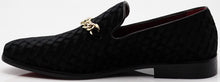 Load image into Gallery viewer, Men&#39;s Black Satin Classic Tuxedo Gold Chain Dress Loafer
