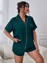 Load image into Gallery viewer, Emerald Dark Green Satin Plus Size Pajama Sleepwear