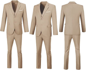 Men's Beige Single Breasted 3pc Formal Dress Suit