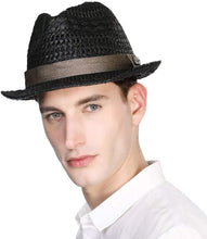 Load image into Gallery viewer, Men&#39;s Black Textured Fedora Hat