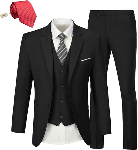 Men's Black Single Breasted 3pc Formal Dress Suit