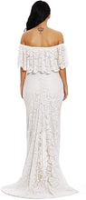 Load image into Gallery viewer, Maternity Ruffles Lace White Off Shoulder Long Maxi Dress
