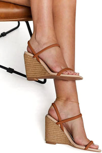 Espadrille Platform Brown Open Toe Heeled Slide Sandals