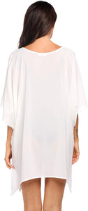 White Kimono Sleeve Chiffon Swimwear Cover Up/Cardigan