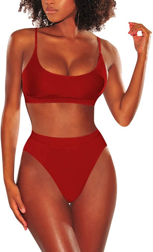 Push Up Straps 2 Piece Scoop Neck Swimsuit