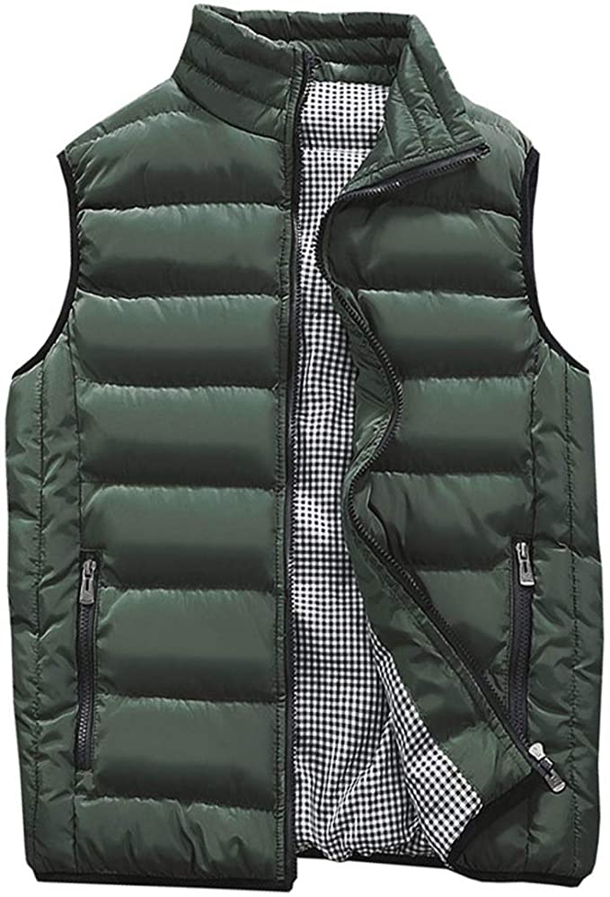 Men's Olive Green Sleeveless Puffer Vest Coat