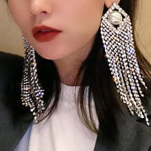 Load image into Gallery viewer, Fashion Crystal Rhinestones Big Pearl Tassels Earrings