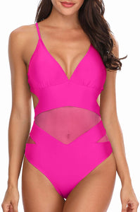 Refine Plunge V Neck Monokini One Piece Swimsuits