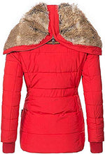Load image into Gallery viewer, Women&#39;s Red Faux Fur Hooded Puffer Parka Overcoat
