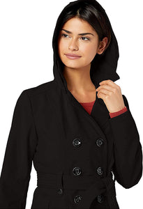 Women's Classic Double Breasted Black Soft Shell Trench Coat
