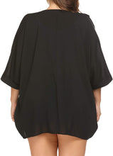 Load image into Gallery viewer, Kimono Chiffon Sheer Black Plus Size Swimwear Cover up