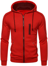 Load image into Gallery viewer, Men&#39;s Casual Red Full Zip Lightweight Hoodie Sweatshirt