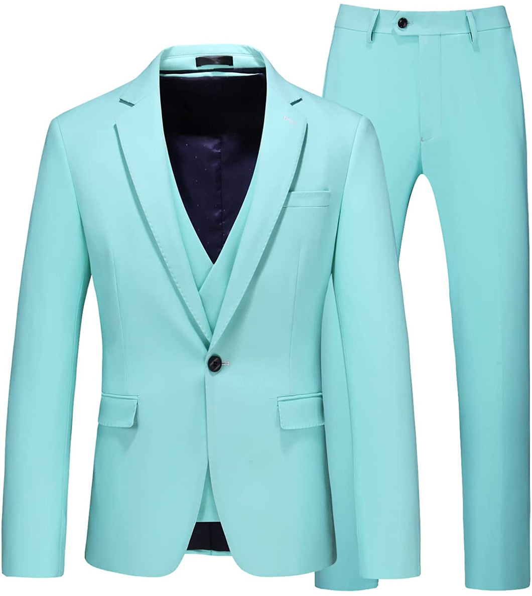 Men's Mint Long Sleeve One Button Tuxedo 3 Pc Suit