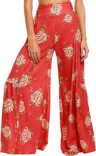 Load image into Gallery viewer, Beautiful Red Rose Printed Bohemian Palazzo Wide Leg Pants