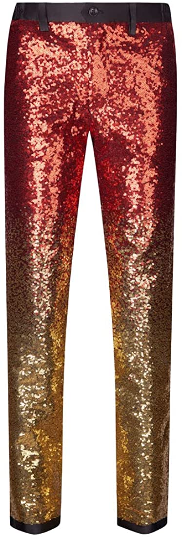Fashion Red-Gold Men's Sequins Pants