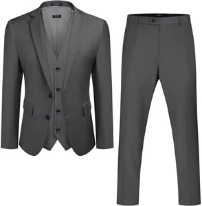 Men's Dark Grey 3pc Formal Blazer & Pants Suit