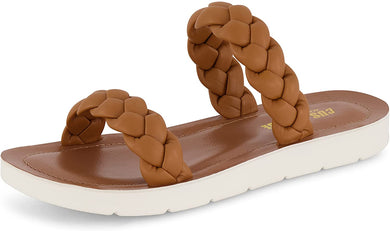 Cushionaire Tan Island Braided Slide Sandal