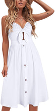 Load image into Gallery viewer, Tie Front White Spaghetti Strap Summer Dress