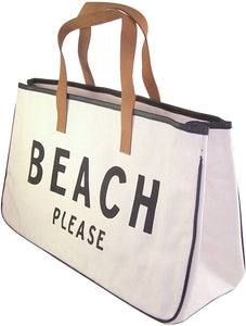 Canvas White Beach Please Print Tote Bag