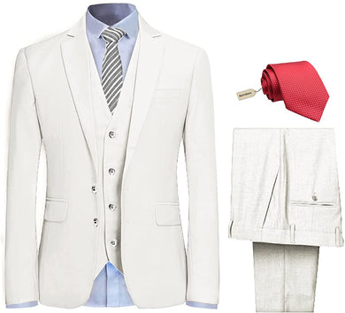 Men's Ivory White High Society Tuxedo Blazer 3pc Suit Set