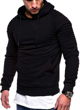 Load image into Gallery viewer, Men&#39;s Pleated Sleeve Hooded Pullover Sweater
