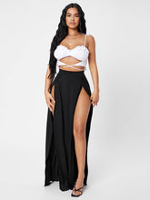 Load image into Gallery viewer, Summer Black High Waist Dual Slit Maxi Skirt