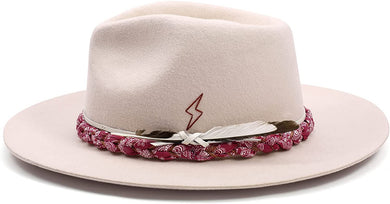 Cream Pink Firm Wool Panama Rancher Hat