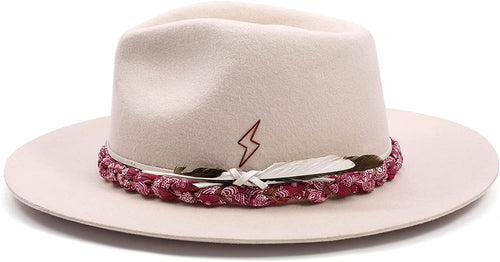 Cream Pink Firm Wool Panama Rancher Hat