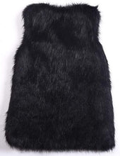 Load image into Gallery viewer, Puffy Black Faux Fur Sleeveless Vest Coat
