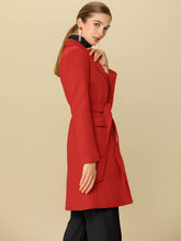 Load image into Gallery viewer, Outerwear Red Notch Lapel Double Breasted Belted Long Winter Coat