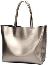Load image into Gallery viewer, Genuine Silver Soft Leather Tote Shoulder Bag