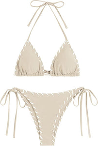 Mocha Brown Thread Style 2pc Swimwear Bikini Set