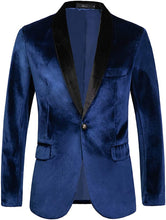 Load image into Gallery viewer, Elegant Blue Velvet Men&#39;s Blazer Sport Coat