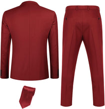 Load image into Gallery viewer, Men&#39;s Red One Button Blazer 3pc Long Sleeve Suit