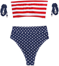 Load image into Gallery viewer, Cheeky High Waist American Flag Two Piece Bathing Suit