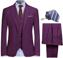 Load image into Gallery viewer, Men&#39;s Purple High Society Tuxedo Blazer 3pc Suit Set