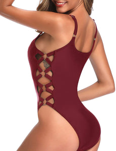 Ravish Slimming Crisscross Lace One Piece Bathing Suit
