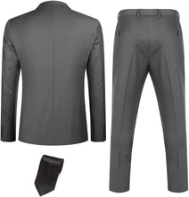 Load image into Gallery viewer, Men&#39;s Silver Grey 3pc Long Sleeve Men&#39;s Suit