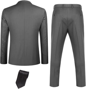 Men's Silver Grey 3pc Long Sleeve Men's Suit