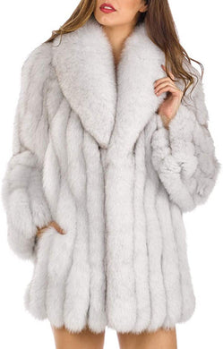 Fluffy Fuax Fur Light Grey Oversized Women's Coats