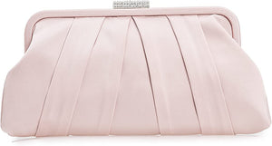 Special Occasion Satin Pleated Soft Grey Evening Bag