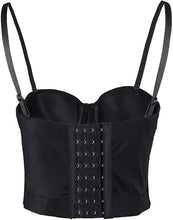 Load image into Gallery viewer, Black Faux Leather Sweetheart Corset Crop Top