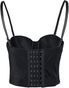 Black Faux Leather Sweetheart Corset Crop Top