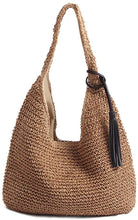 Load image into Gallery viewer, Hand Woven Brown Large Straw Shoulder Bag