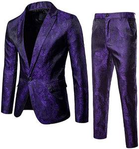 Paisley Purple Single Breasted Men's Dress Suit
